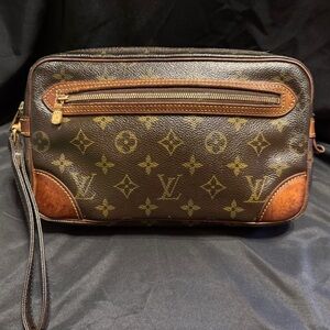 Vintage Louis Vuitton Monogram Marly Dragonne GM Clutch Toiletry Bag w/ Strap